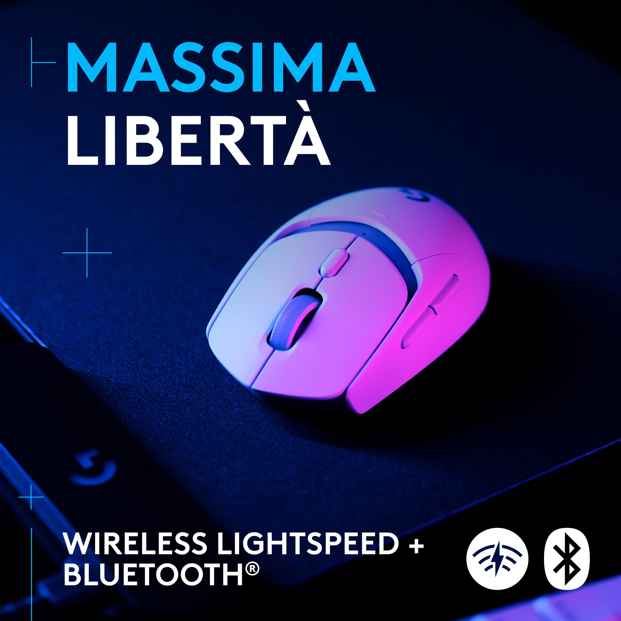 Logitech G G309 LIGHTSPEED Mouse gaming wireless leggero, interruttori ibridi LIGHTFORCE, sensore HERO 25K, oltre 300 ore con batteria AA, 6 pulsanti programmabili, PC e Mac - Bianco