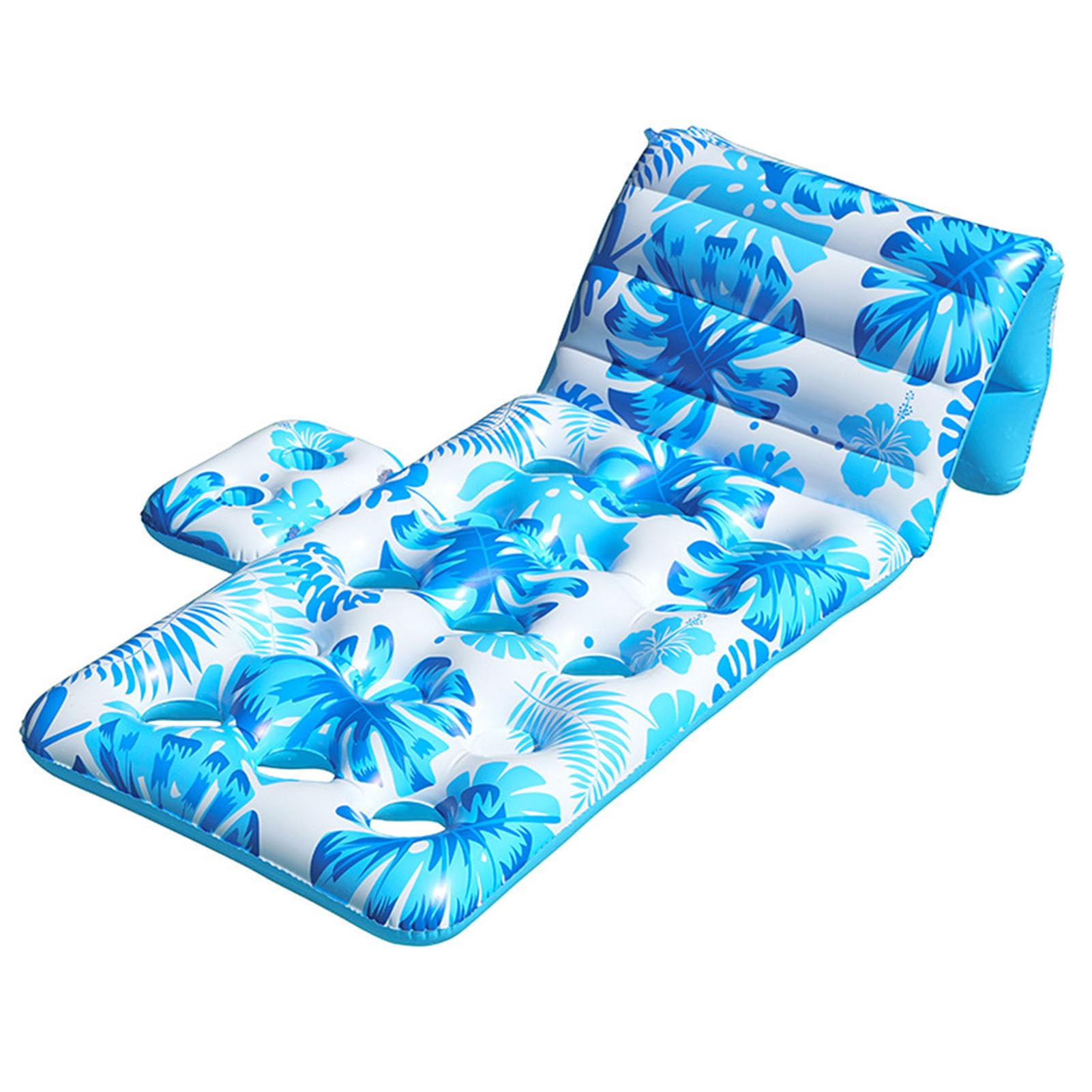 Inflatable Tanning Pool Floats Adult, Pool Float Lounge Raft Floaties with Cup Holders, Water Floating Recliner Chair Swimming Floaty for Summer Pool Beach Party,Blue