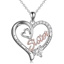 Sister Birthday Gift for Sister Necklace 12 Birthstone Pendant | 925 Sterling Silver Meaningful Gifts for Sisters I Love You Jewelry Christmas Anniversary Birthday Gifts for Sister
