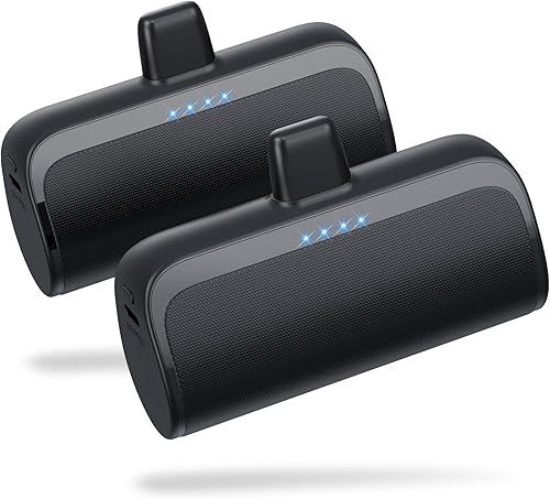 Paquete de 2 Cargador portátil para iPhone, mini banco de energía de 5200 mAh, 20 W PD de carga rápida, cargador de teléfono portátil compatible con