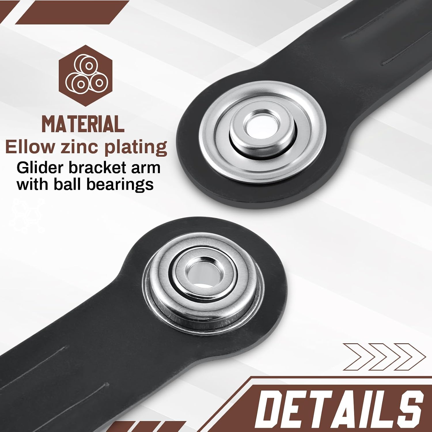 MorningRo 8 Pack Glider Bearing Arm Bracket Patio Glider Parts Replacement Hardware Rocker Parts, Bracket Hardware-9" Length, 7-1/2" Between Mounting Holes and Bolt Hole Diameter 1/4" (Black)