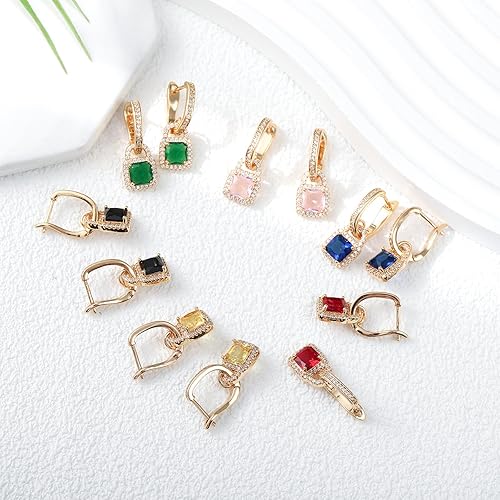 Miniatura 7 de Aretes colgantes de cristal de oro para mujer, chapados en oro de 18 quilates, aretes de gota con circonita cúbica, cadena hipoalergénica, verde