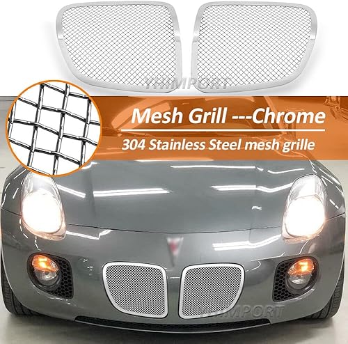 Miniatura 3 de Rejilla frontal de acero inoxidable con malla de diamante para Parachoques pulido Combo para Pontiac Solstice 2006-2009