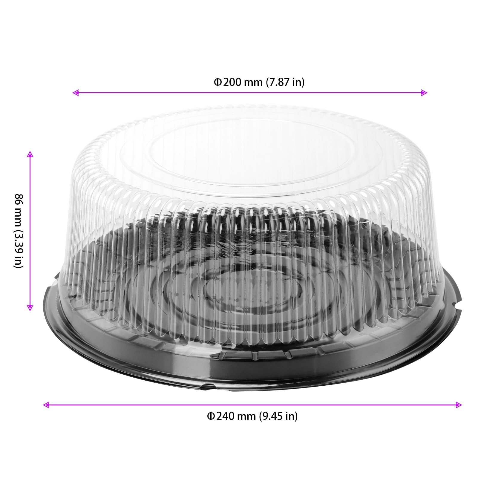 SINJEUN 20 cajas redondas para tartas de 8 pulgadas, recipientes de plástico transparente con tapas, recipientes pequeños para pasteles, aperitivos, postres, tapas