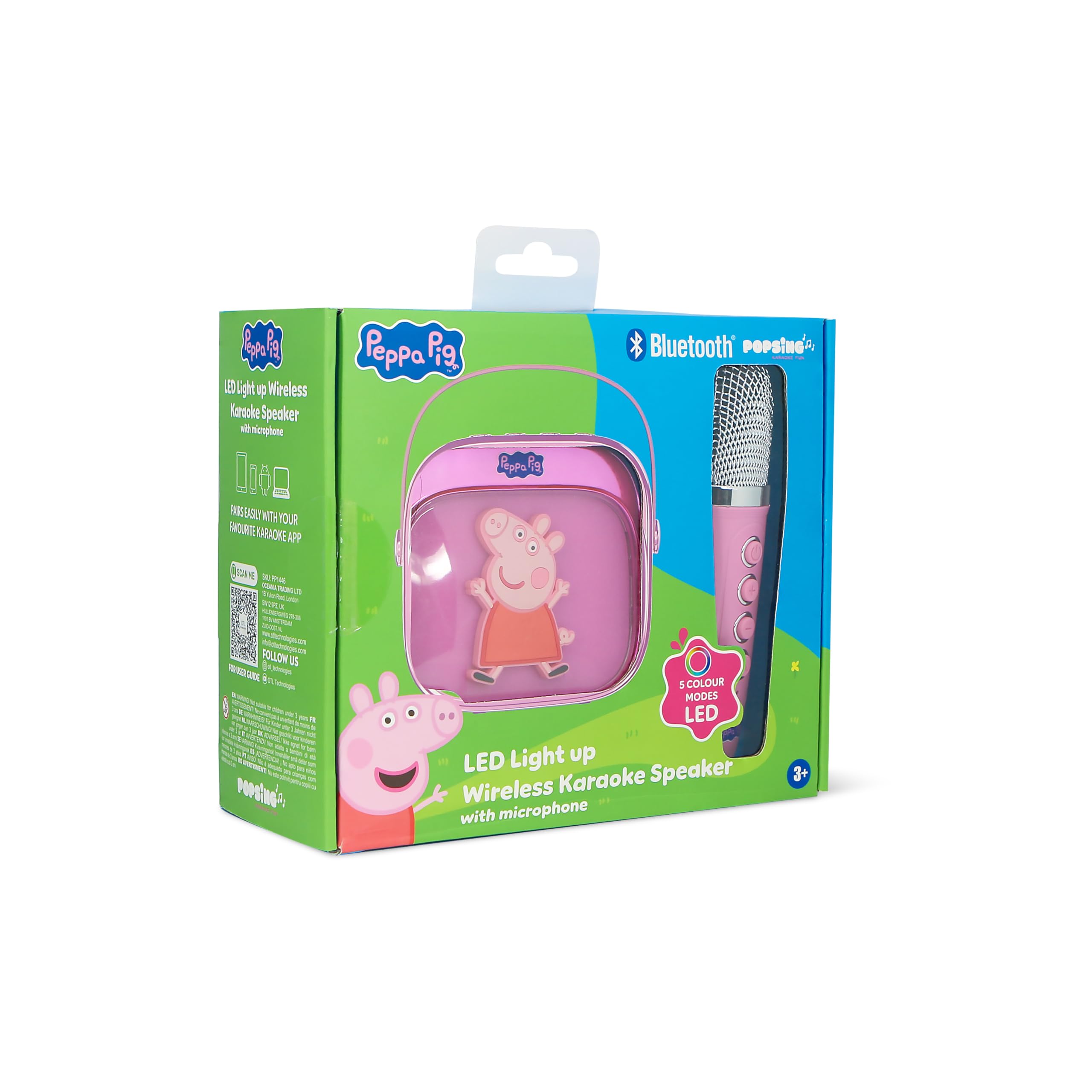 Peppa Pig Popsing LED Light up bezprzewodowy głośnik do karaoke z mikrofonem