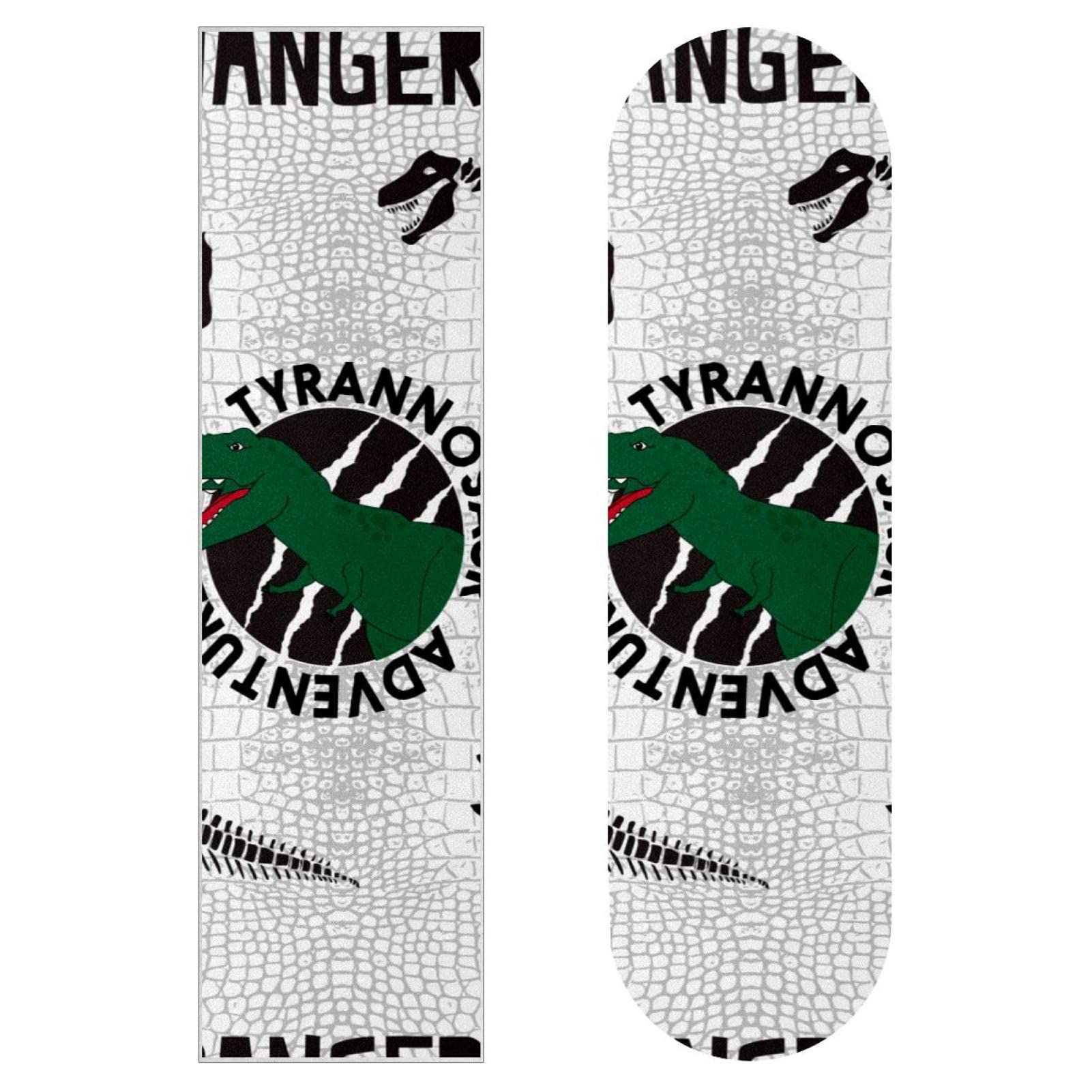 Lot de 2 feuilles de papier abrasif dinosaure pour planche de skateboard et longboard