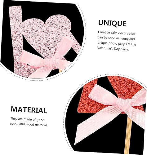 Miniatura 2 de PRETYZOOM 48 Pcs Love Cake Insert Love Cake Toppers Dessert Picks Cake Pick Topper Appetizer Pick Wedding Cupcake Toppers Love Valentines Day Cake
