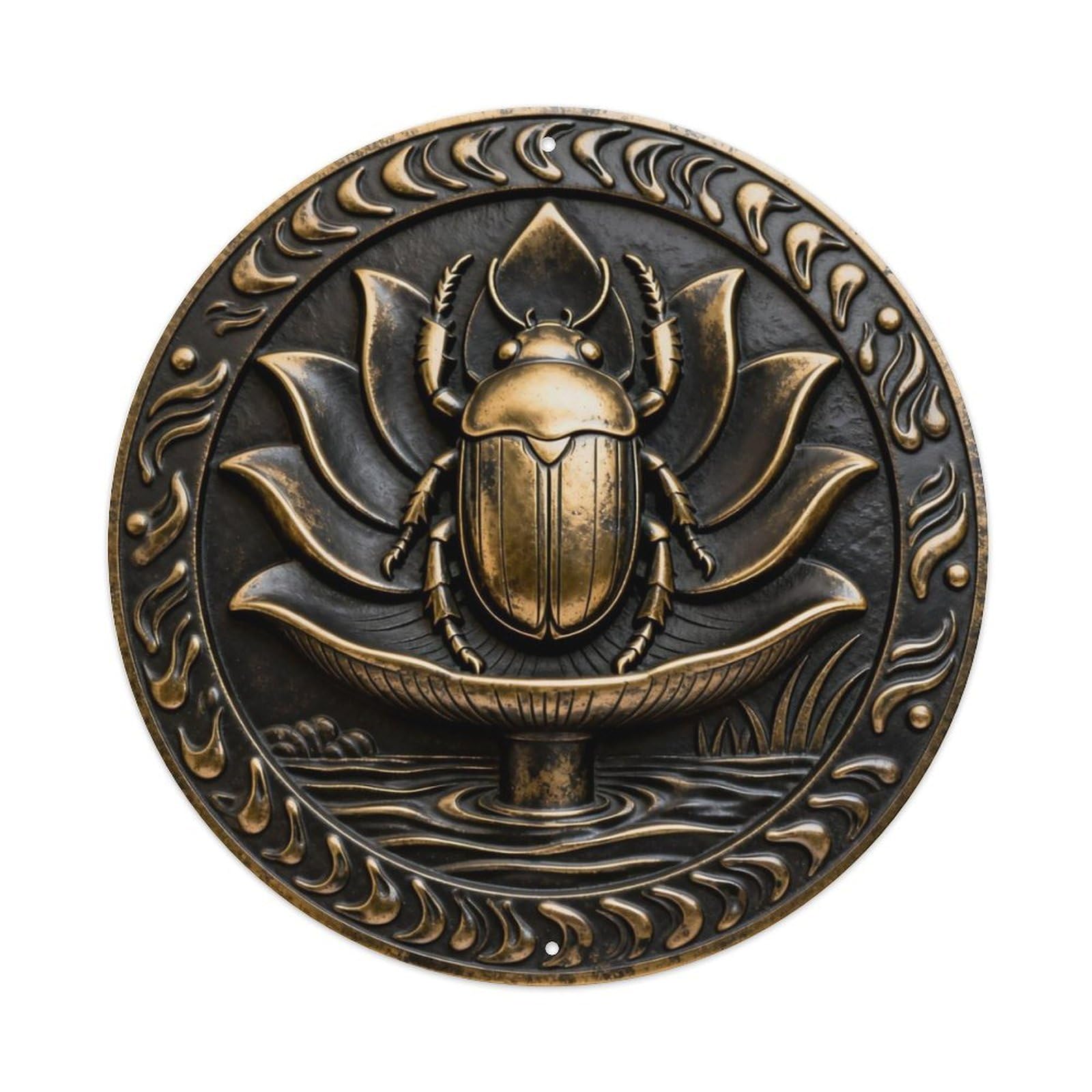 Egypt Lotus Scarab Bless Metal Tin Sign Plaque