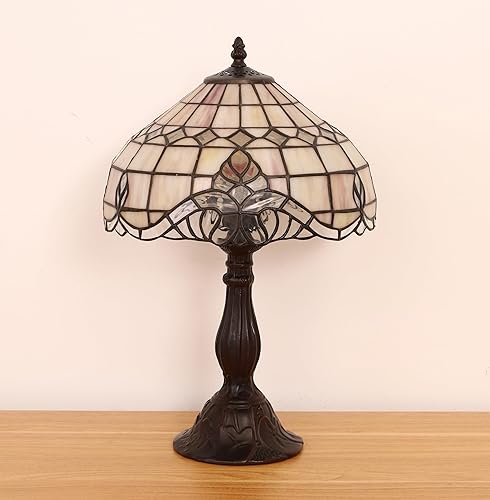 Tiffany - Lámpara de mesa vintage, lámparas vintage barrocas rosadas, lámparas de mesita de noche para dormitorio, sala de estar, lámpara de