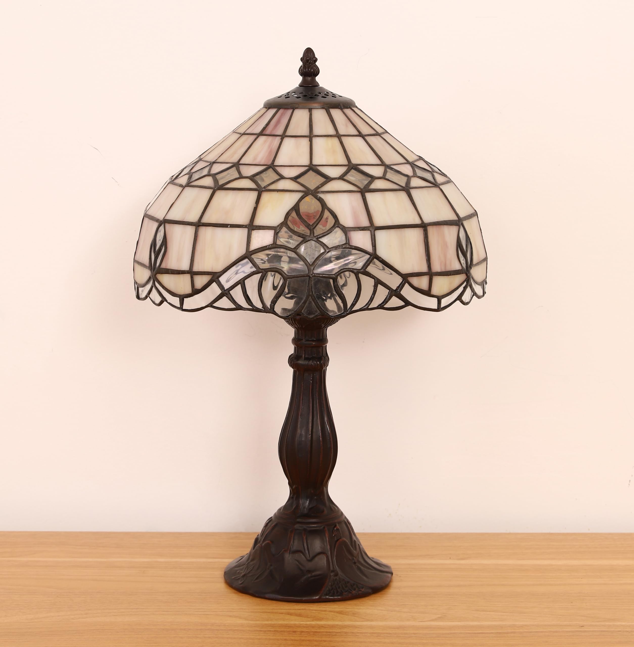 Lampada in stile Tiffany, 12 pollici Lampada da comodino notte a paralume fatto a mano in vetro colorato, Lampada da tavolo, per Soggiorno Camera da letto Tavolino da caffè