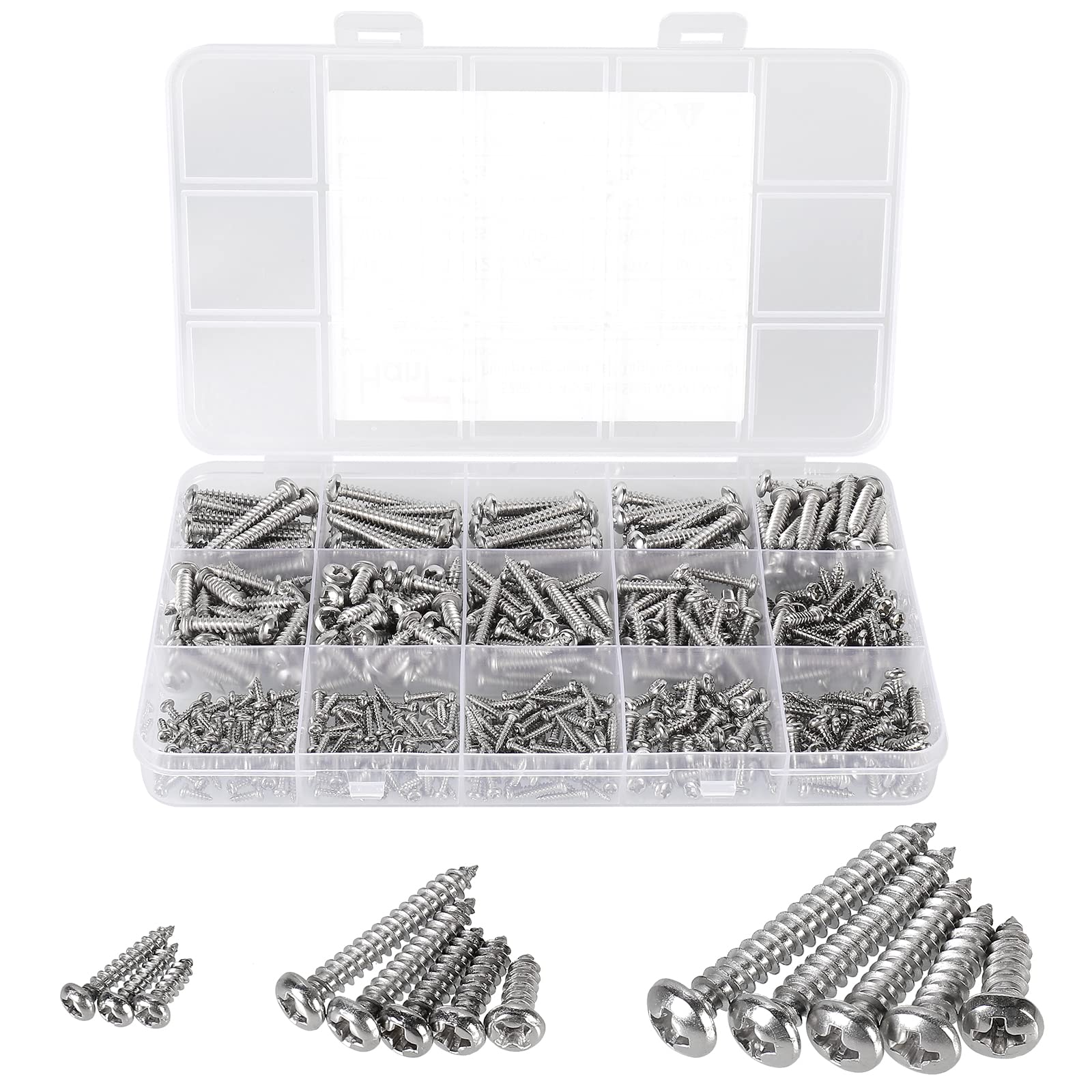 625pcs Self-Tapping Screws Kit - Wood, Plastic, Metal -15