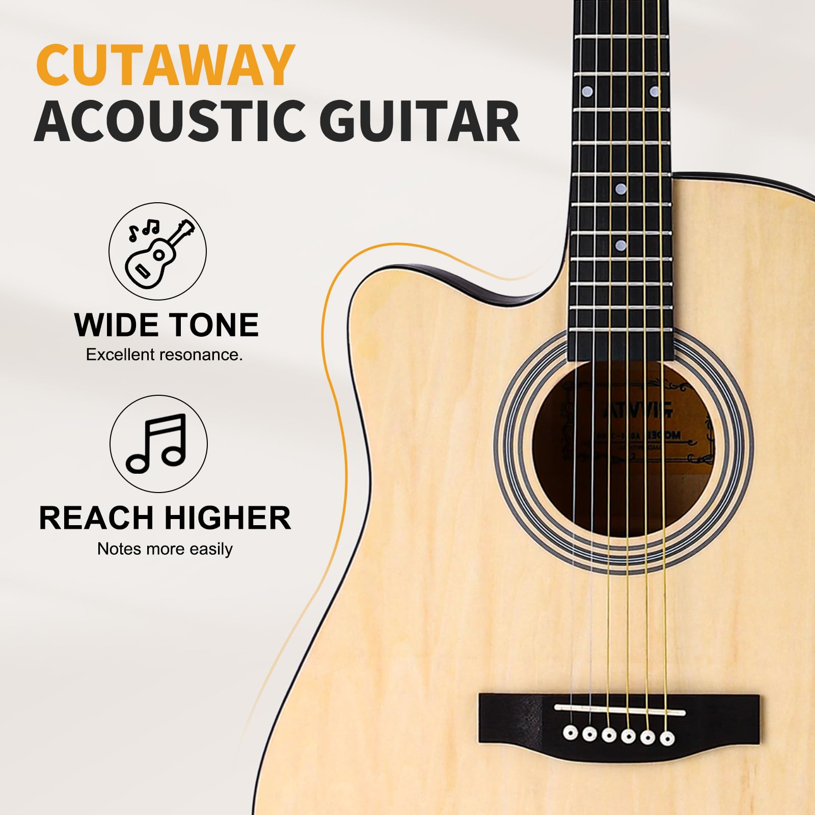 QUARKZMAN Kit Chitarra Acustica Per Principianti Adulti, Chitarra Acustica Elettrica 41 Pollici Cutaway Con Accordatore, Corde, Plettri, Tracolla, Pickguard