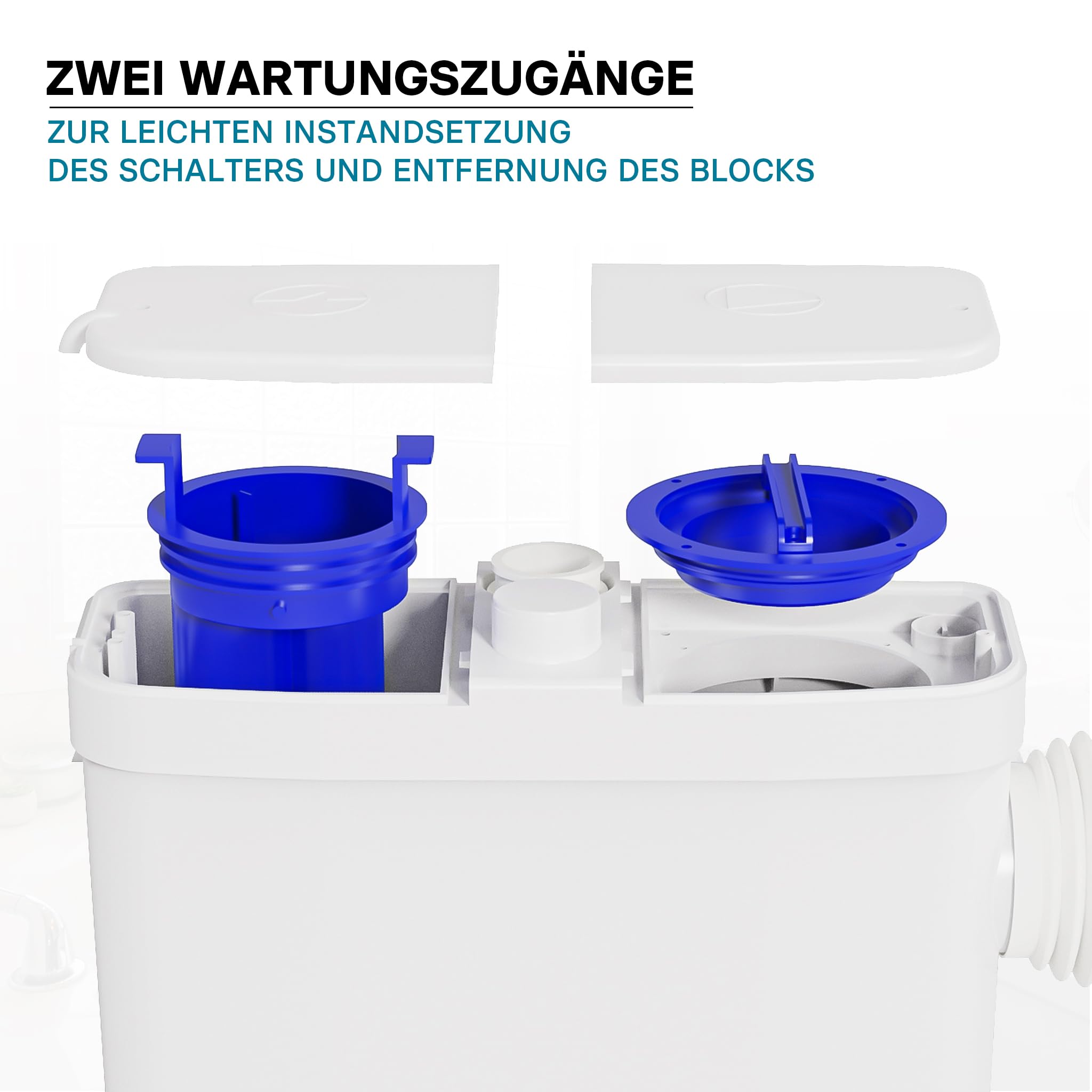 XPOtool 3/1 Kleinhebeanlage mit seitlichem Anschluss, Hebeanlage 450 W mit Häcksler, Abwasserhebeanlage bis 7,5 m, Fäkalienhebeanlage für WC und Dusche