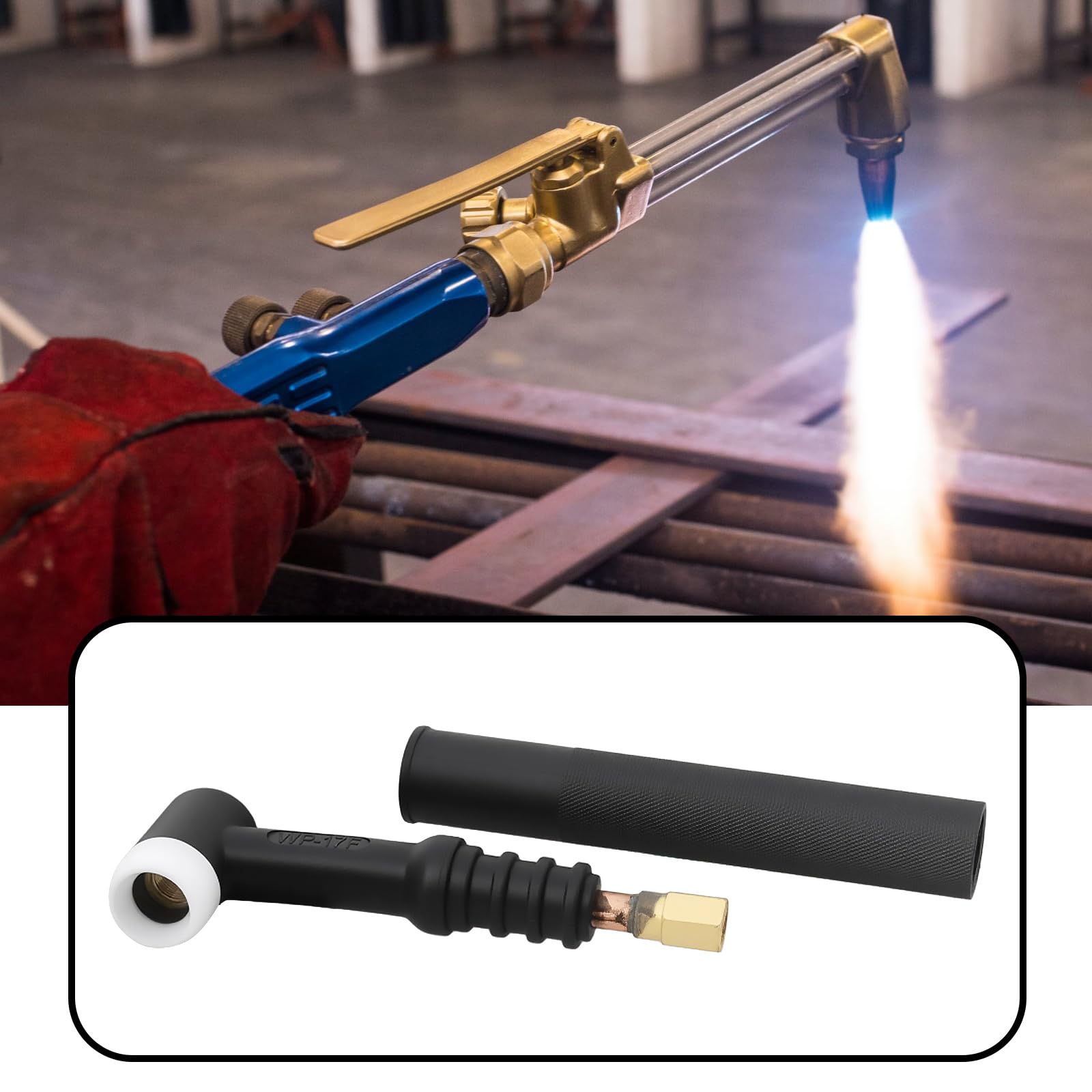 Briny River 2pcs Welding Torch Body Flex Head Welding Machine Bending Head WP-17F for TIG Welding Gun - Image 4