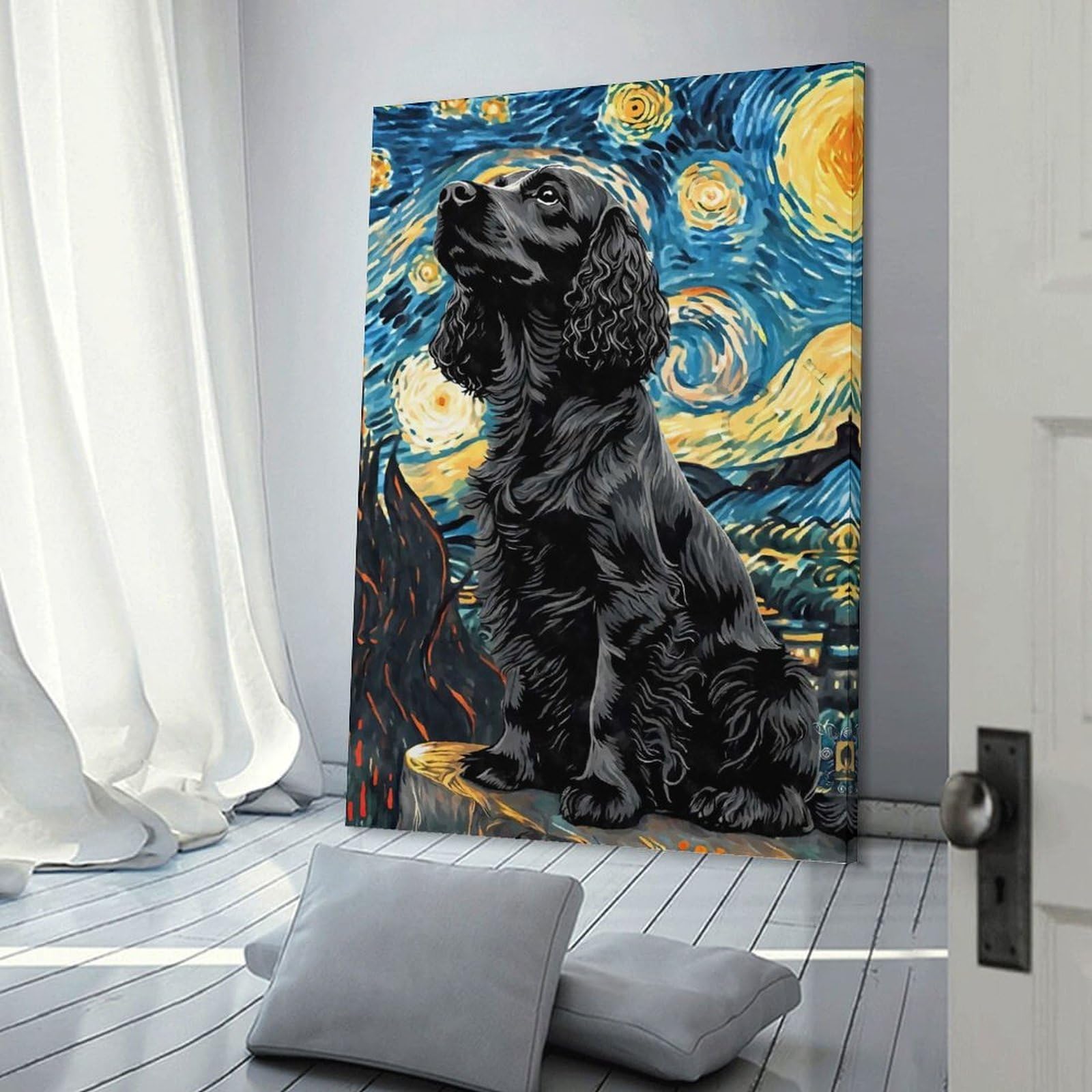 Junmoney Frame-Style-3 Canvas Art Print English Cocker Spaniel, 24X36inch(60X90cm), For Office, Study Or Home Workspace, Wall Art That Adds Style To Work Areas