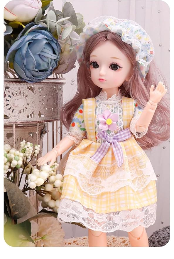 DSR" 30CM Smart Doll (Yellow ) Doll Toys with Full Set Clothes Shoes Wig Makeup Gift for Kids