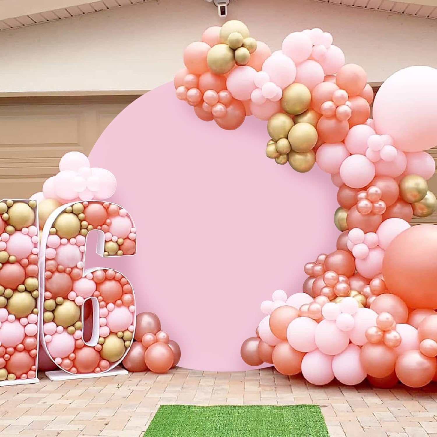 Amazon.com : Pink Round Backdrop Cover 6x6ft Circle Arch Backdrop ...