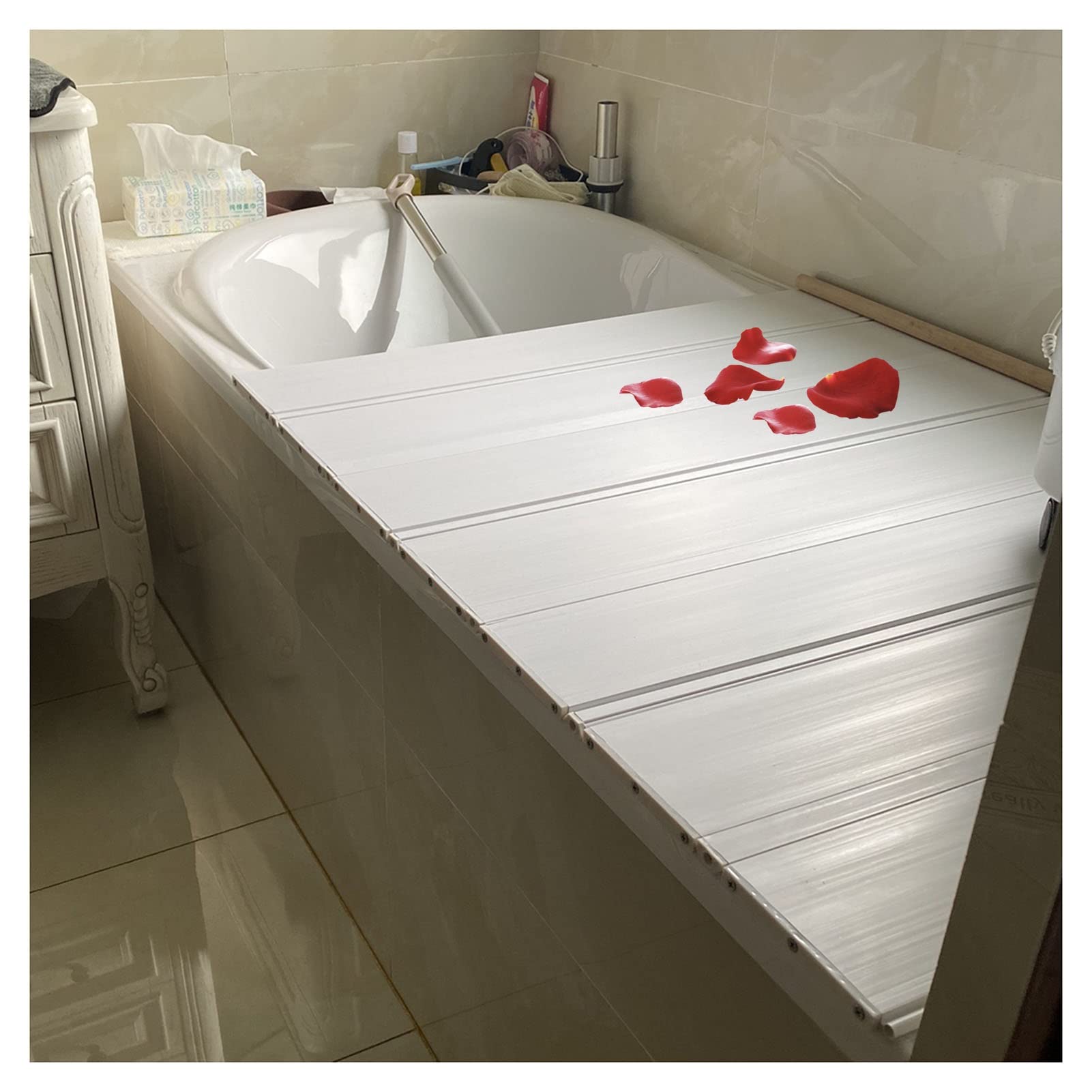 Plateau baignoire pliable en PVC blanc de 0.6 cm d'épaisseur