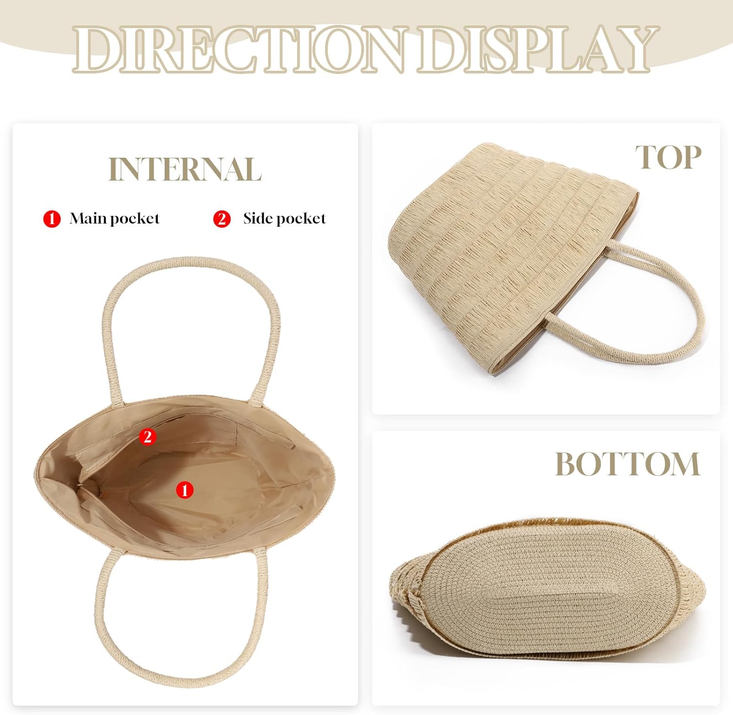 Freie Liebe Summer Straw Beach Bags for Women Casual Large Beach Tote Bag Shoulder Handbags for Vacation Travel