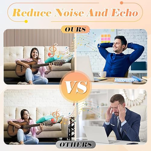 Miniatura 4 de Paquete de 6 paneles acústicos grandes a prueba de sonido, 16 x 12 x 0.4 pulgadas, paneles acústicos autoadhesivos insonorizados, tratamiento