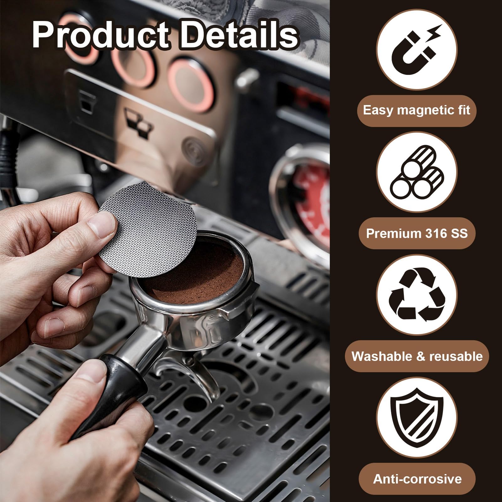 2 Piezas Pantalla de Disco Espresso de 51 mm, 1mm/1,7 mm de Grosor, 150 μm, Reutilizable, Acero Inoxidable 316, Filtro de Café Barista para Cesta de Filtro de Portafiltro Espresso — view 3