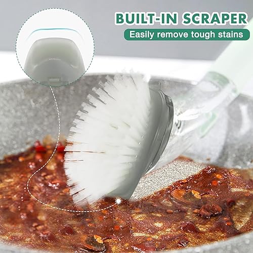 Miniatura 10 de Repuesto de cepillo dispensador de jabón, paquete de 8 cabezales de repuesto para cepillos de platos para cepillo de platos dispensador de jabón de