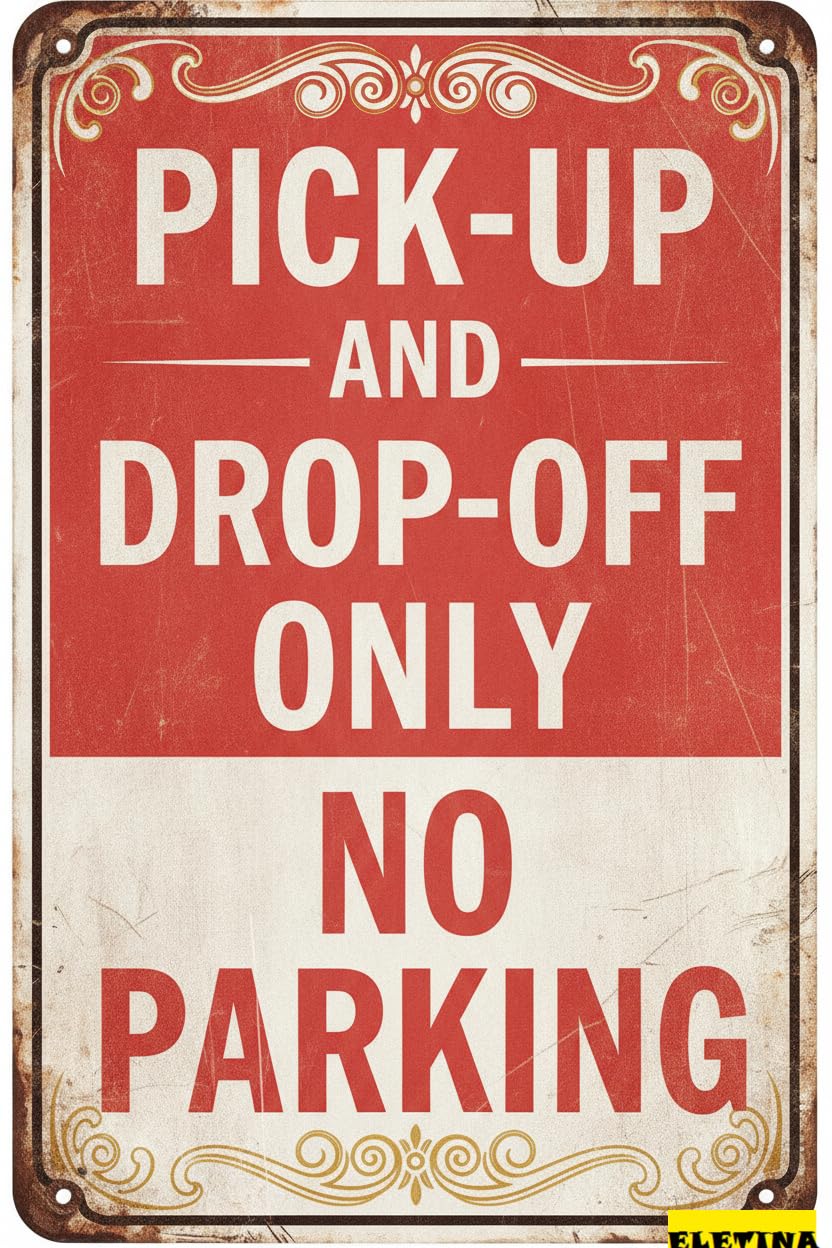 Tin Sign for Man Cave New Aluminum Pick Up Drop Off Only No Parking Weatherproof |indoor And Outdoor Wall Decoration Garage Street Yard Metal Tin 8x12 Inches Private Property Decorative