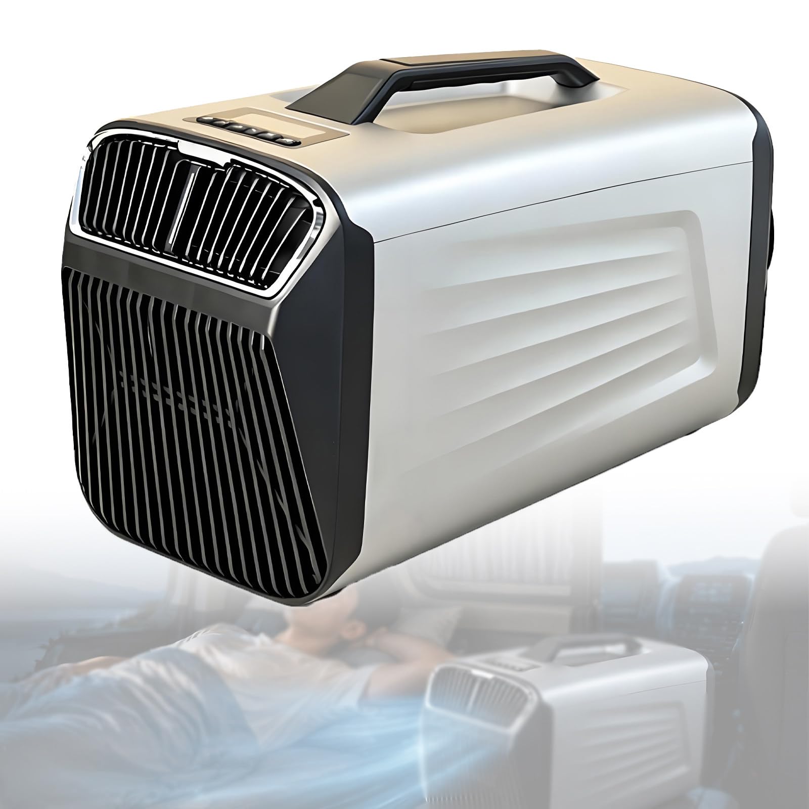 NYANS 5200 BTU Portable Air Conditioner Camping, 400W Energy-Saving Camping AC Unit with Remote, Fast Cooling for RV, Tent, Boat and Fishing 220V-Silver