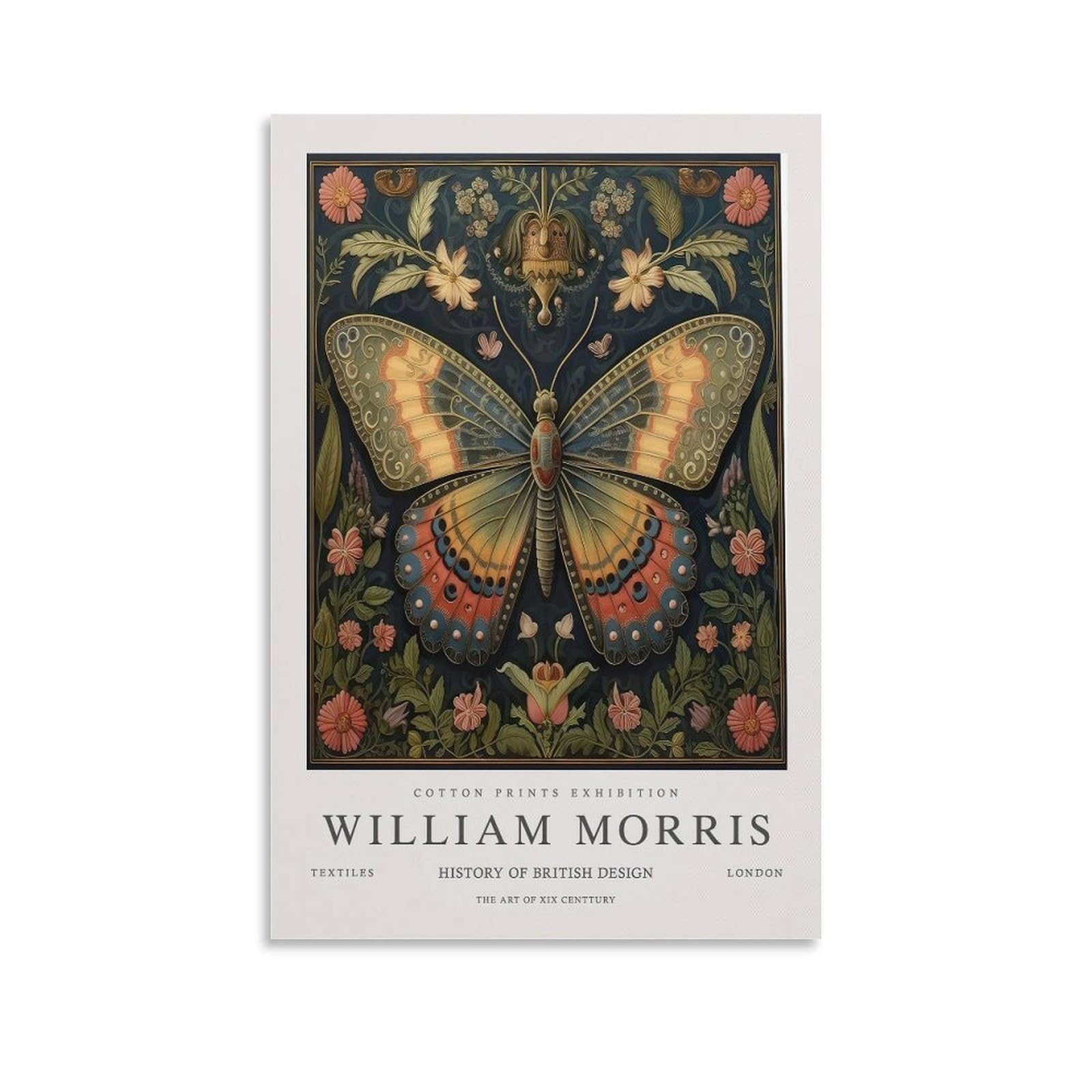 William Morris Vintage Butterfly Flower Wall Art Deer Plant Poster Canvas Wall Room Decor Aesthetic School Supplies Paintings 20x30inch(50x75cm)