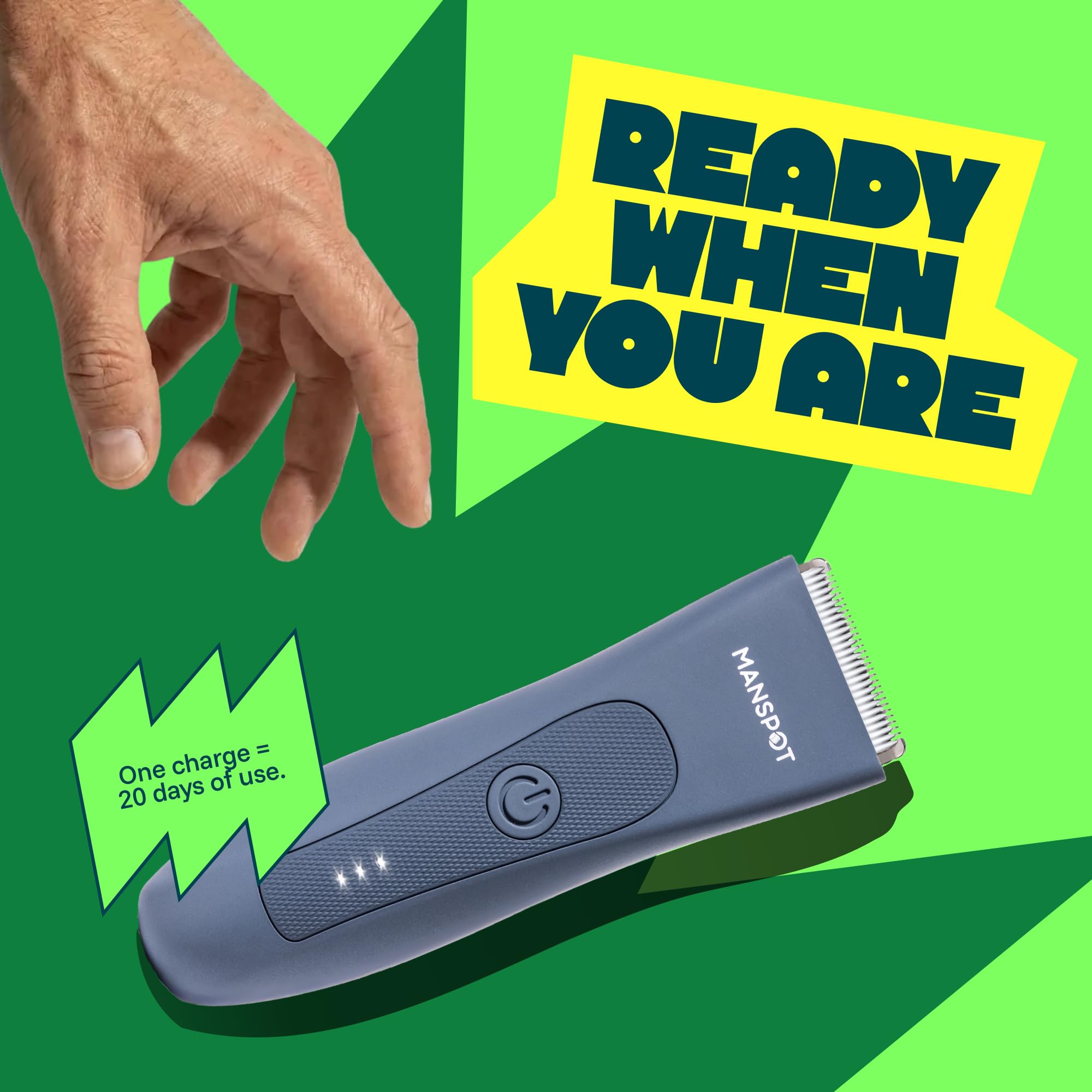 MANSPOT Electric Groin Hair Trimmer Hair Finishing Trimmers, Men's Shaving & Grooming Sets Kit with 4 Guards and Replaceable Ceramic Blade Heads,Waterproof Wet/Dry Trimmer,90 Minutes Shaving Tools: Airy Blue