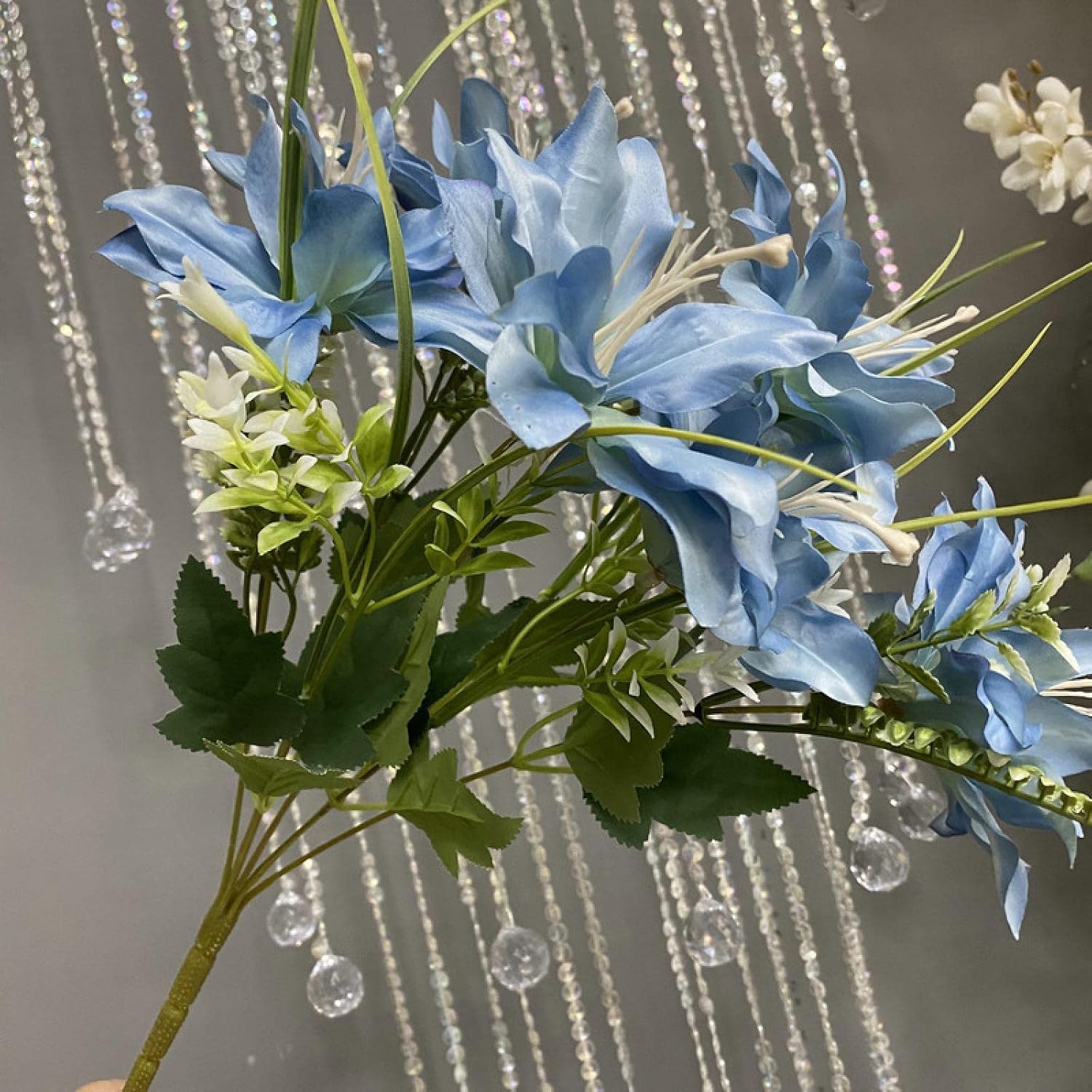 Artificial Plant In Pot-Artificial Water Grass Lily Bouquet Champagne(Blue)