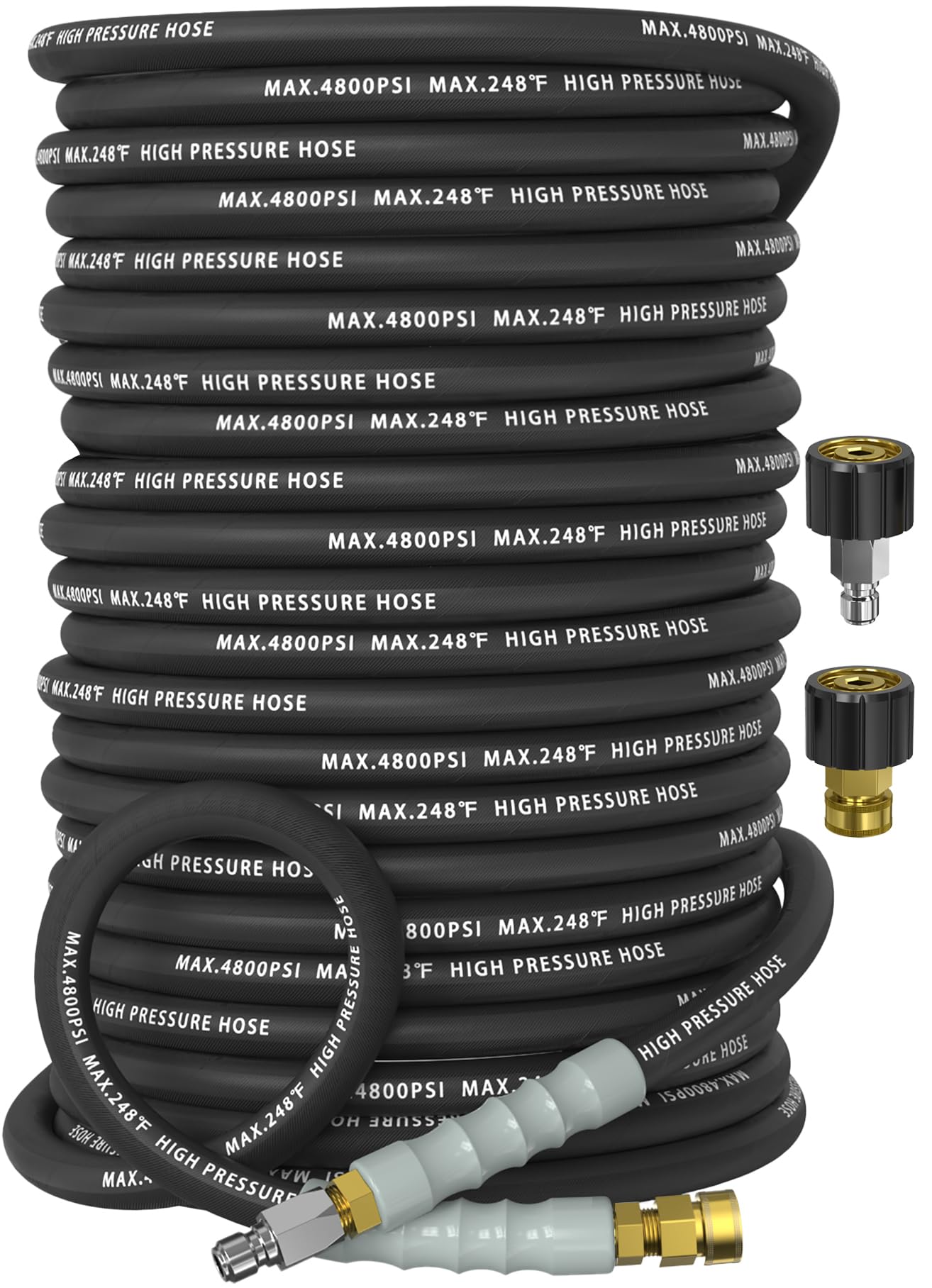 3/8" ID 4800PSI Pressure Washer Hose 200FT, Steel Wire Braided Hose Black