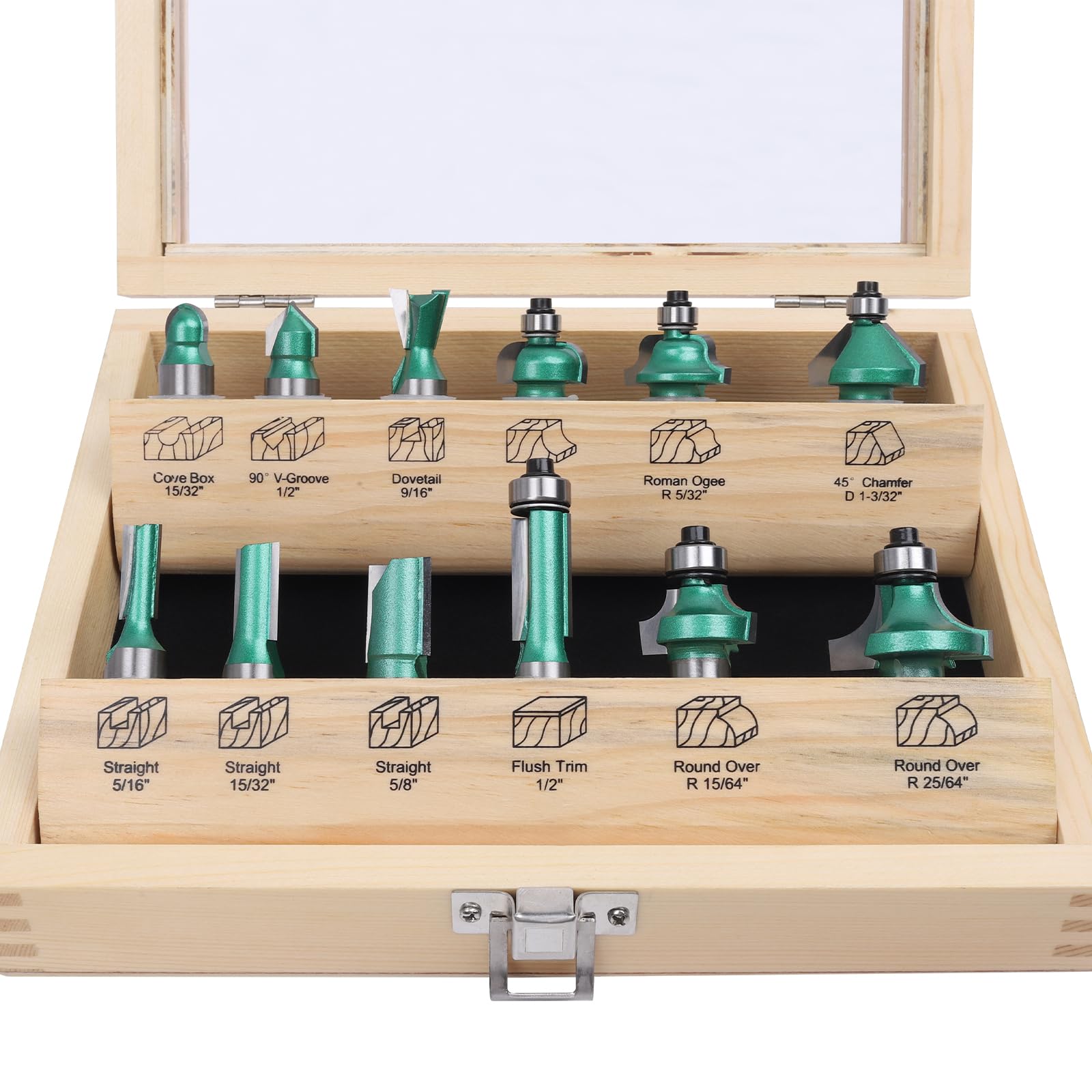 KOWOOD Pro Router Bits Sets of 12Z Pieces 1/2 Inch Shank, Professional Woodworking Tools (12Z 1/2 Shank)