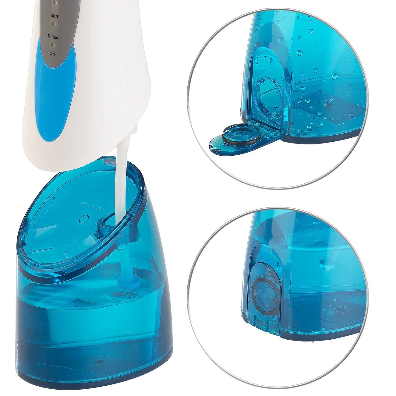 newgen medicals Zahnpflege: Akku-Munddusche, 180-ml-Wassertank, 1.700 Impulse/Min., 120 psi, USB (Water Flosser, Elektrische Munddusche, Koffer)