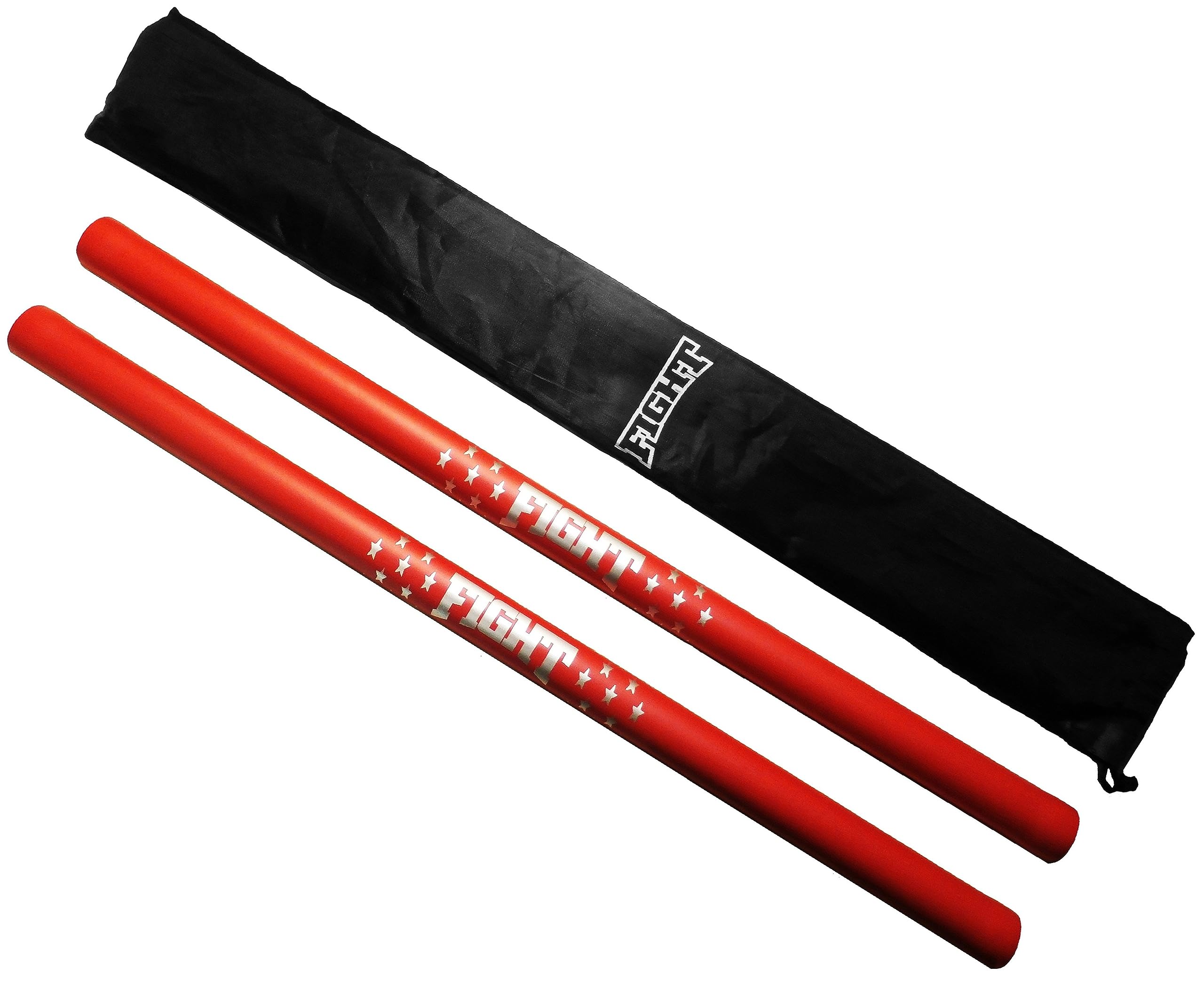 F.A.L. product Martial Arts Equipment Foam Padded Sticks with Carry Bag Case Set 2 Pieces (Red)