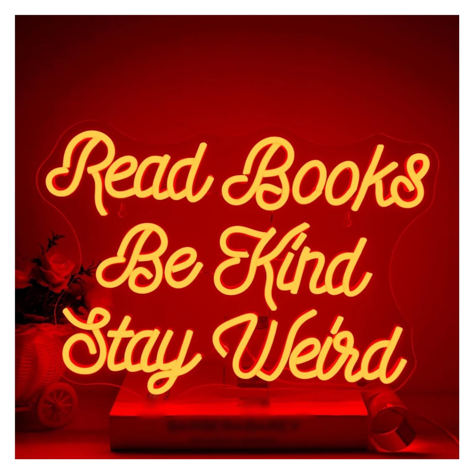 LEMST Signs Lamp Read Books Be Kind Stay Weird Neon Sign Dimmable Light for Bedroom Study Library Living Room Wall Decoration 42cmх30cm