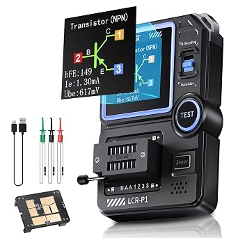 FNRSI LCR-P1 Transistor Meter Multifunctional Capacitor Tester ESR Diode Triode NPN PNP MOSFET SMD NEC Infrared Decoding Anti-Burn