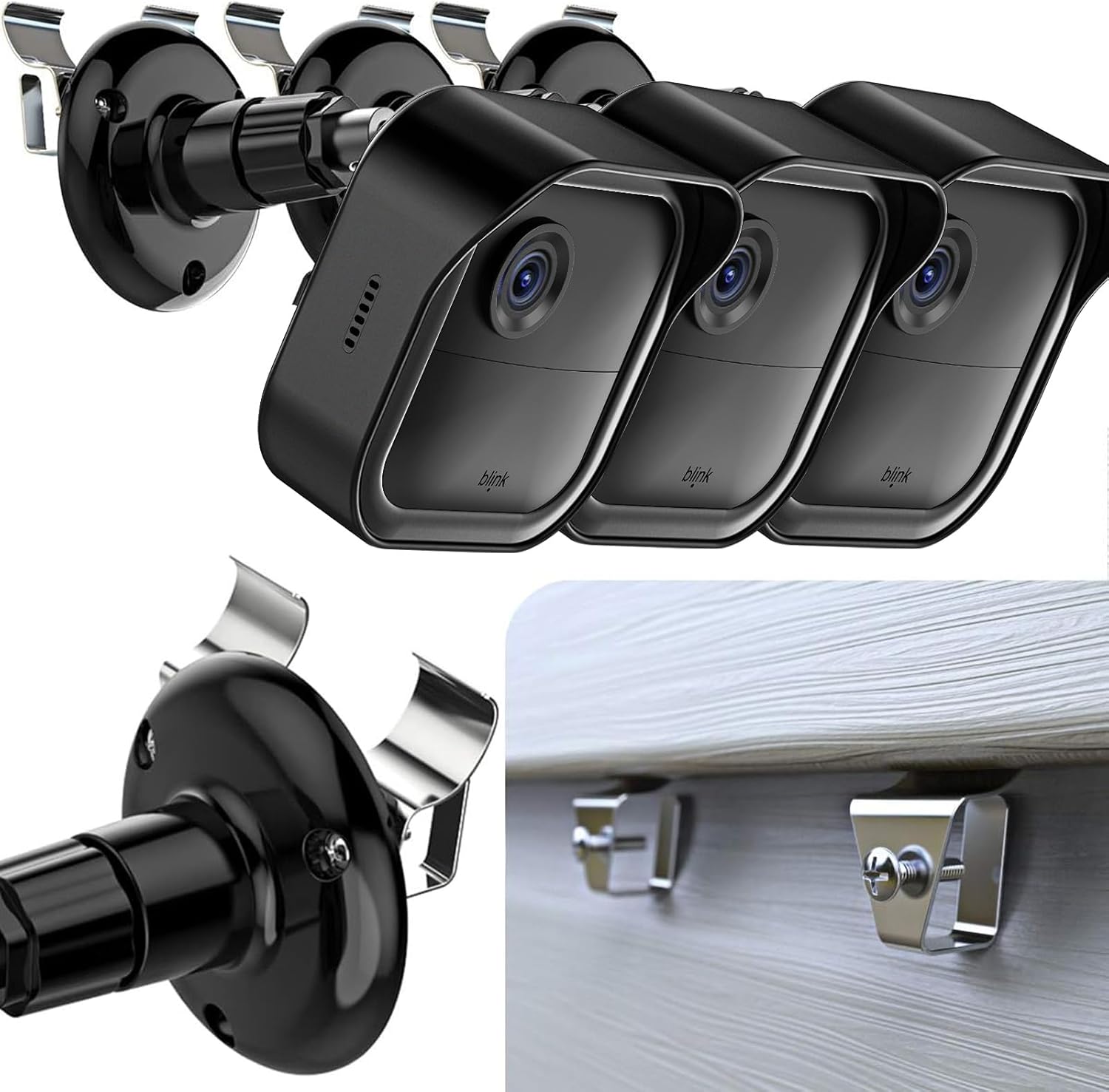 Hibezos Blink Outdoor Vinyl Siding Mount 3-Pack - Waterproof Case, No-Drill Bracket, 360° Adjustable for 4th/3rd Gen Cameras