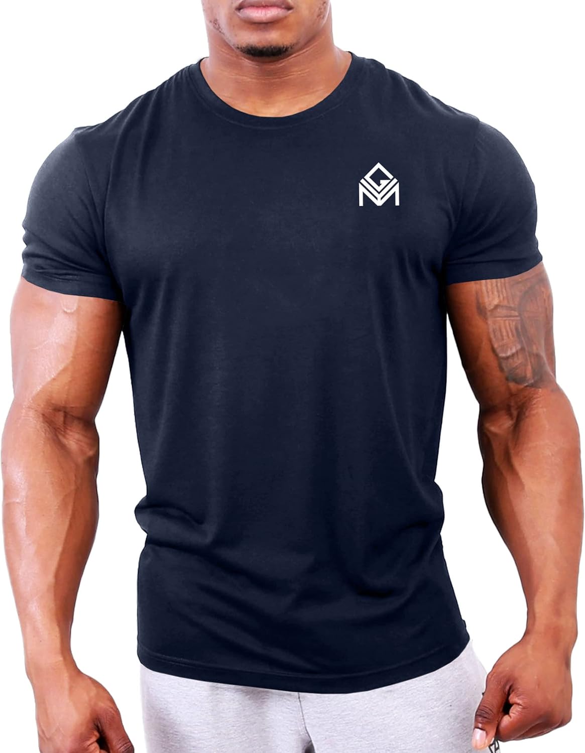 GYMTIER Gym T-Shirt | Mens Bodybuilding Training Top Clothing Plain Branded M Navy