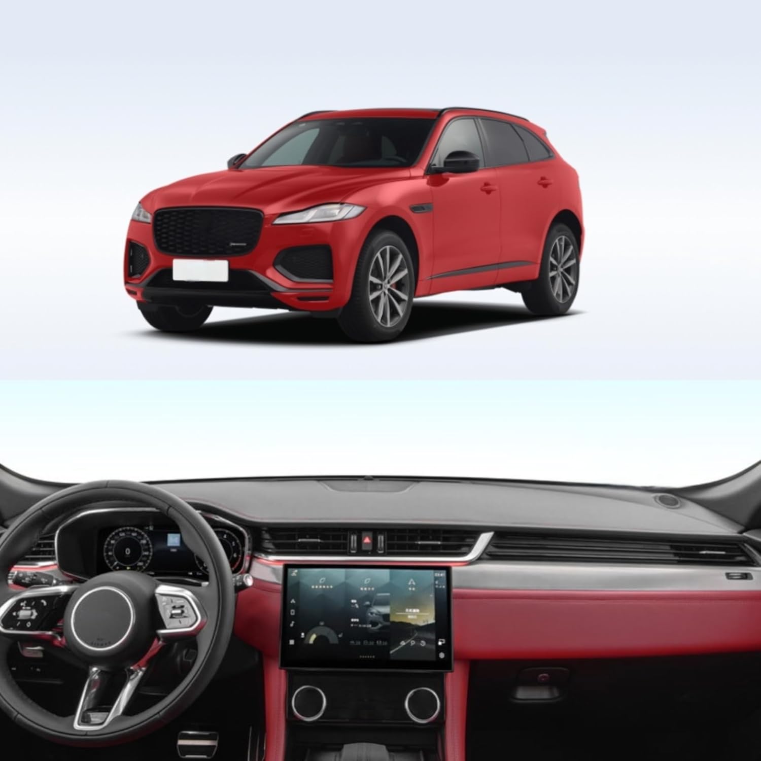 Car Dash Cover for 2021 2022 2023 2024 2025 Jaguar F-Pace with HUD Accessories Dashboard Cover Mat Carpet Sunshade Windshield No Glare Black Leather