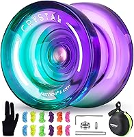Vista 19 de MAGICYOYO K2 - Yoyo de plástico profesional sensible para niños principiantes, extra no sensible, rodamiento yoyo, yoyo de trucos para adultos + 12