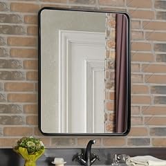 ANDY STAR 24x36 Inch Black Bathroom Mirror Rounded Rectangle Mirrors for Bathroom Vanity Tube Metal Framed Wall-Mounted Vertically