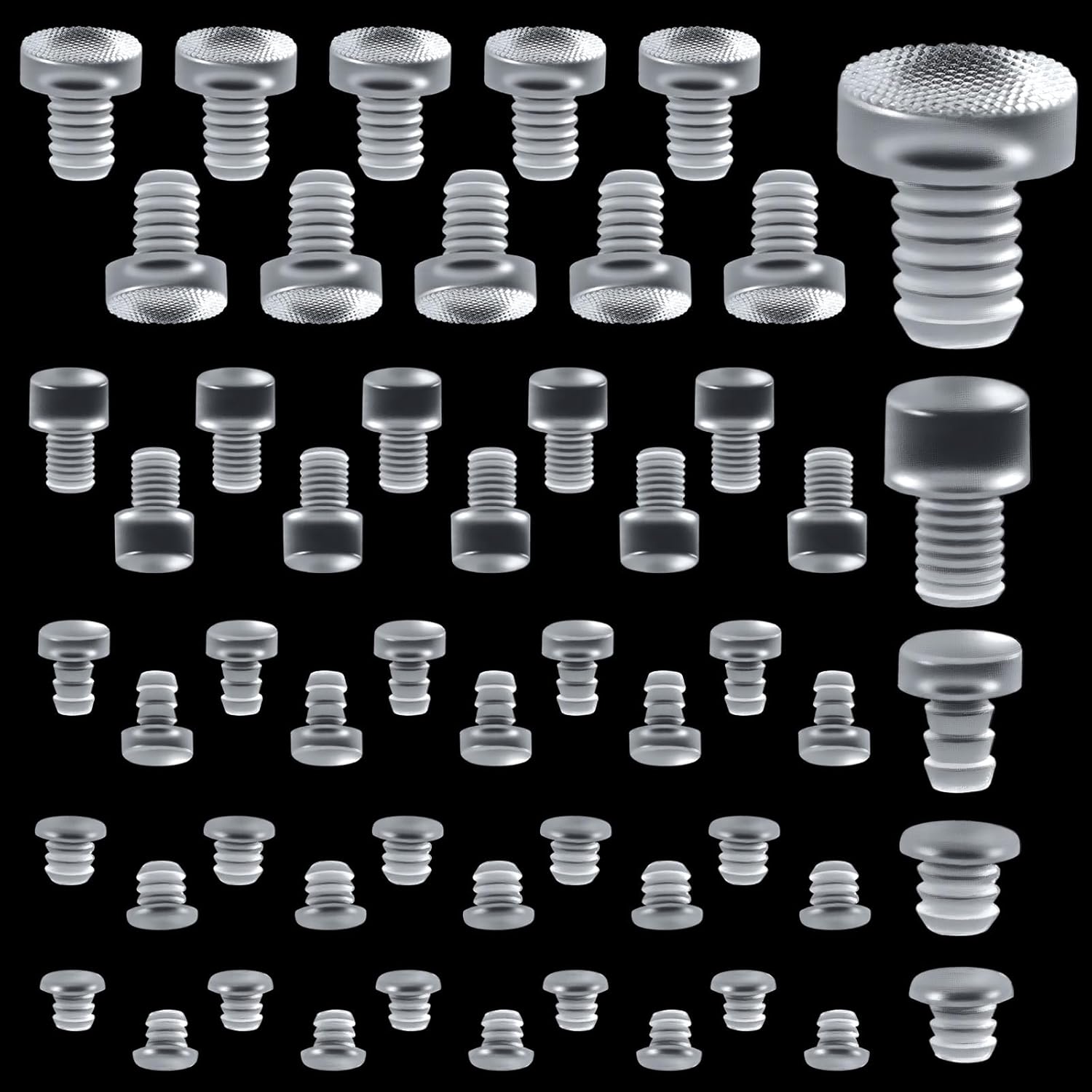 50Pcs Glass Table Top Anti Slip Pads, Table Stoppers to Prevent Sliding, 5 Sizes Clear Rubber Grippers Cabinet Stoppers for Furniture(0.19/0.20/0.21/0.24/0.35inch)