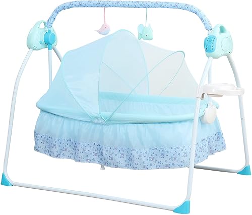 Cuna plegable para bebé cuna ajustable con Bluetooth 5 velocidades cuna eléctrica de columpio automático cama mecedora para bebés de 0 a 18 meses