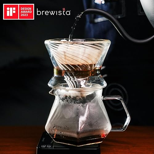 Miniatura 3 de Brewista Jarra de café serie X, servidor de vidrio para verter sobre vidrio, diseño poligonal para mejorar el sabor, borde grueso y sellado para