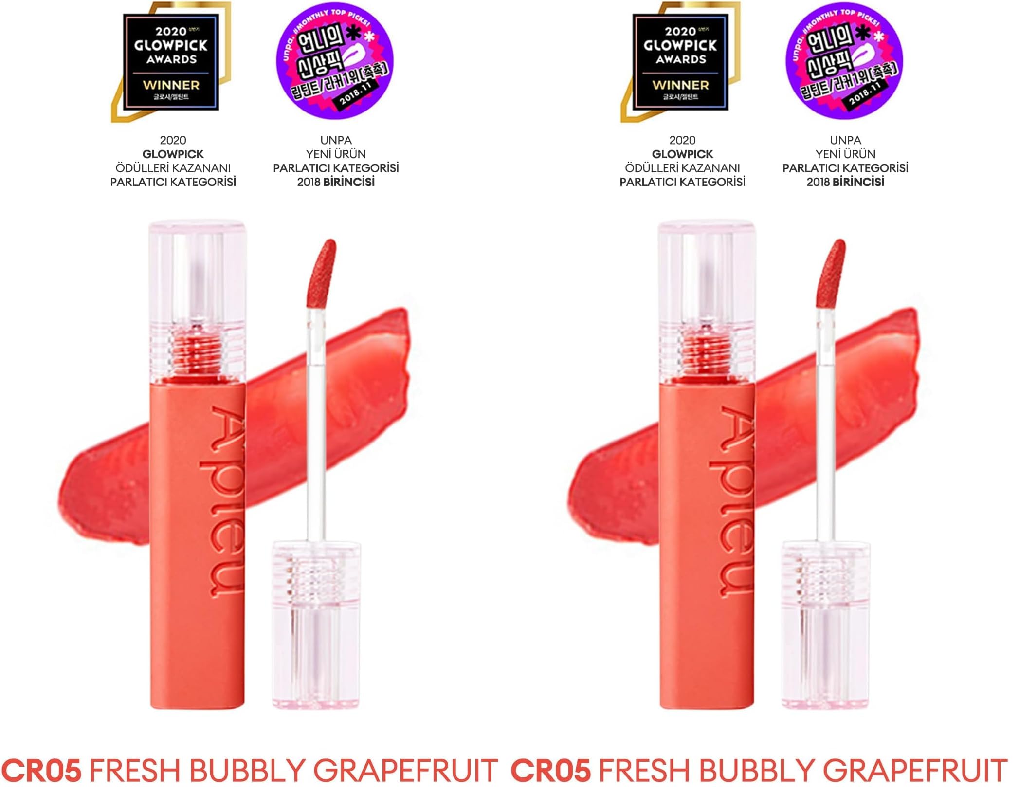 A'PIEU Pürüzsüz Görünüm Sunan Gün Boyu Kalıcı Tint A'pıeu Juicy Pang Tint (CR05 FRESH BUBBLY) (2 paketi)