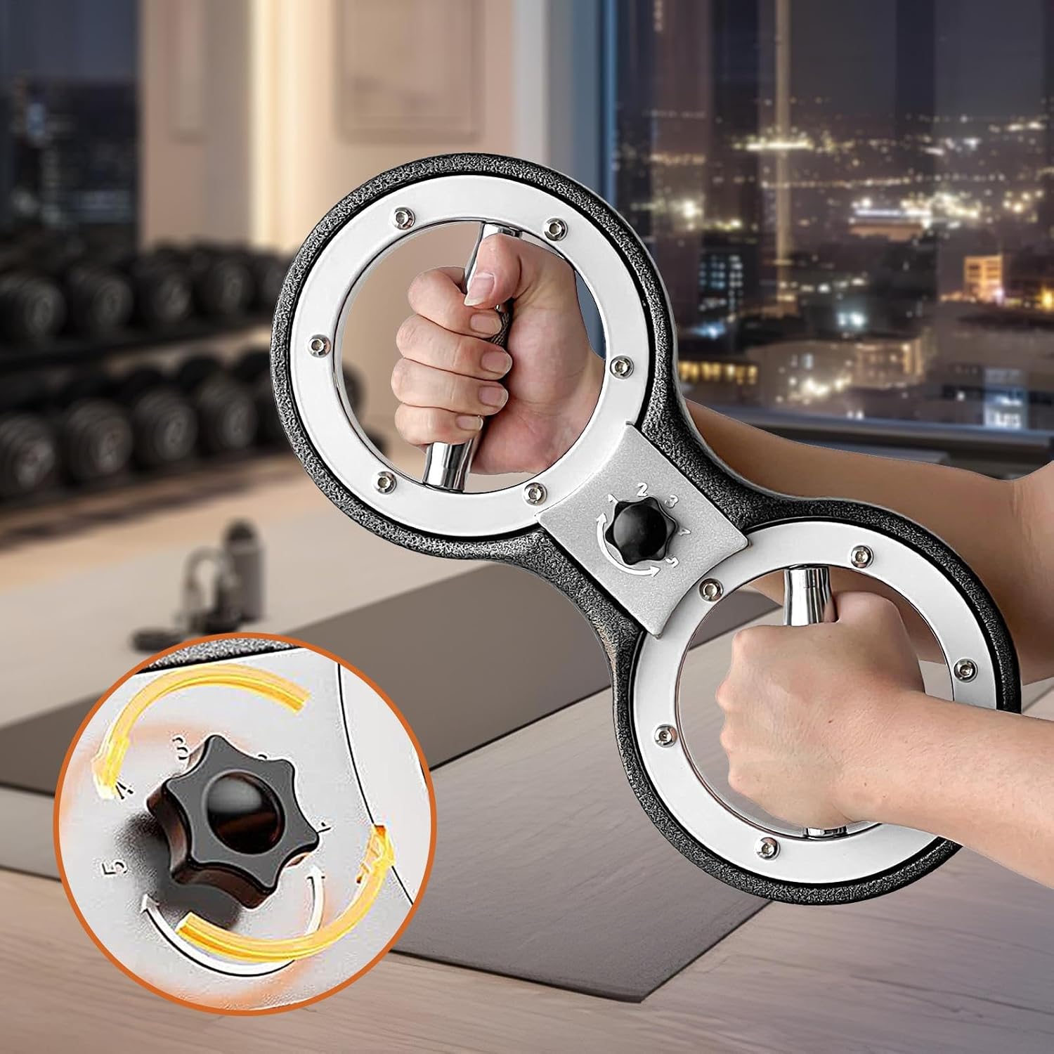 前腕エクササイザー - 15.55インチ回転 | 12ポンド握力トレーナー | 360&deg;回転調整可能な抵抗握力トレーナー、ステンレス