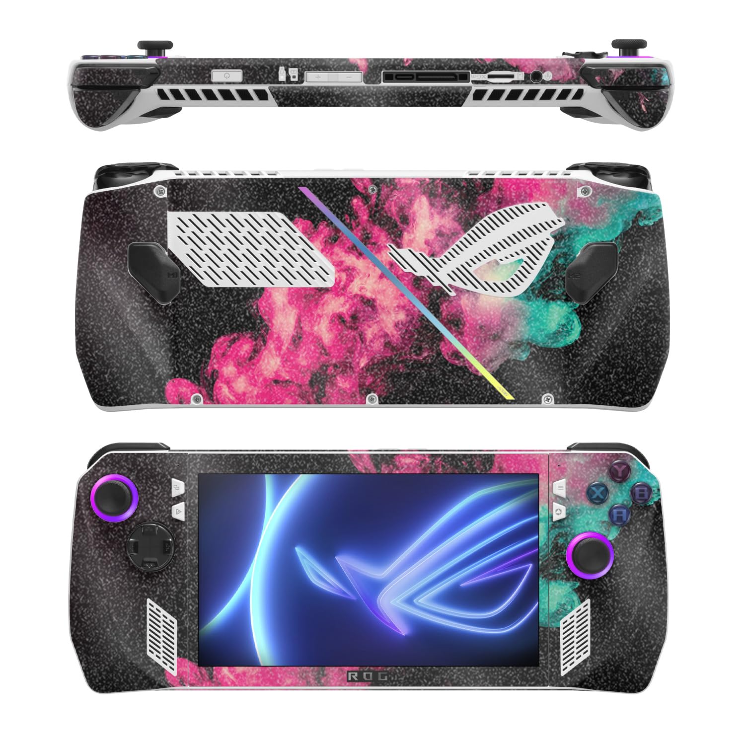 MightySkins Glossy Glitter Skin Compatible with Asus ROG Ally - Magenta Smoke | Protective, Durable High-Gloss Glitter Finish | Easy to Apply