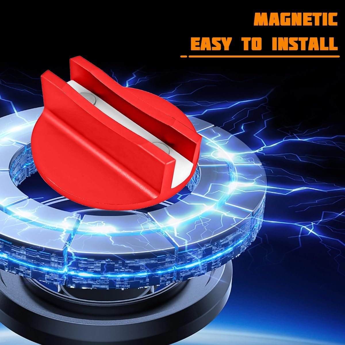 Zpana Car Magnetic Jack Pad, Aluminum Grooved Magnetic Jacking Puck Pinch Weld Protector with Large Slotted, Auto Welded Frame Rail Adapters, Universal for SUV Automobile Truck (Red)