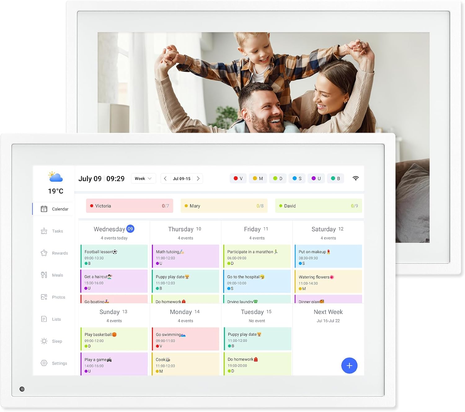 TABWEE 10.1 Inch WiFi Digital Calendar: Smart Touchscreen Family Organizer, Chore Chart, Meal Planner, To-Do List & Photo Frame